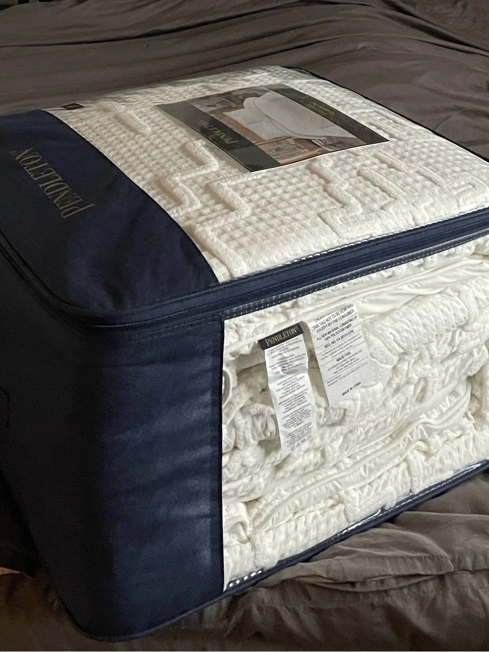 Pendleton Kiva Steps King Comforter and Shams Set Textured Cotton Waffle Weave
